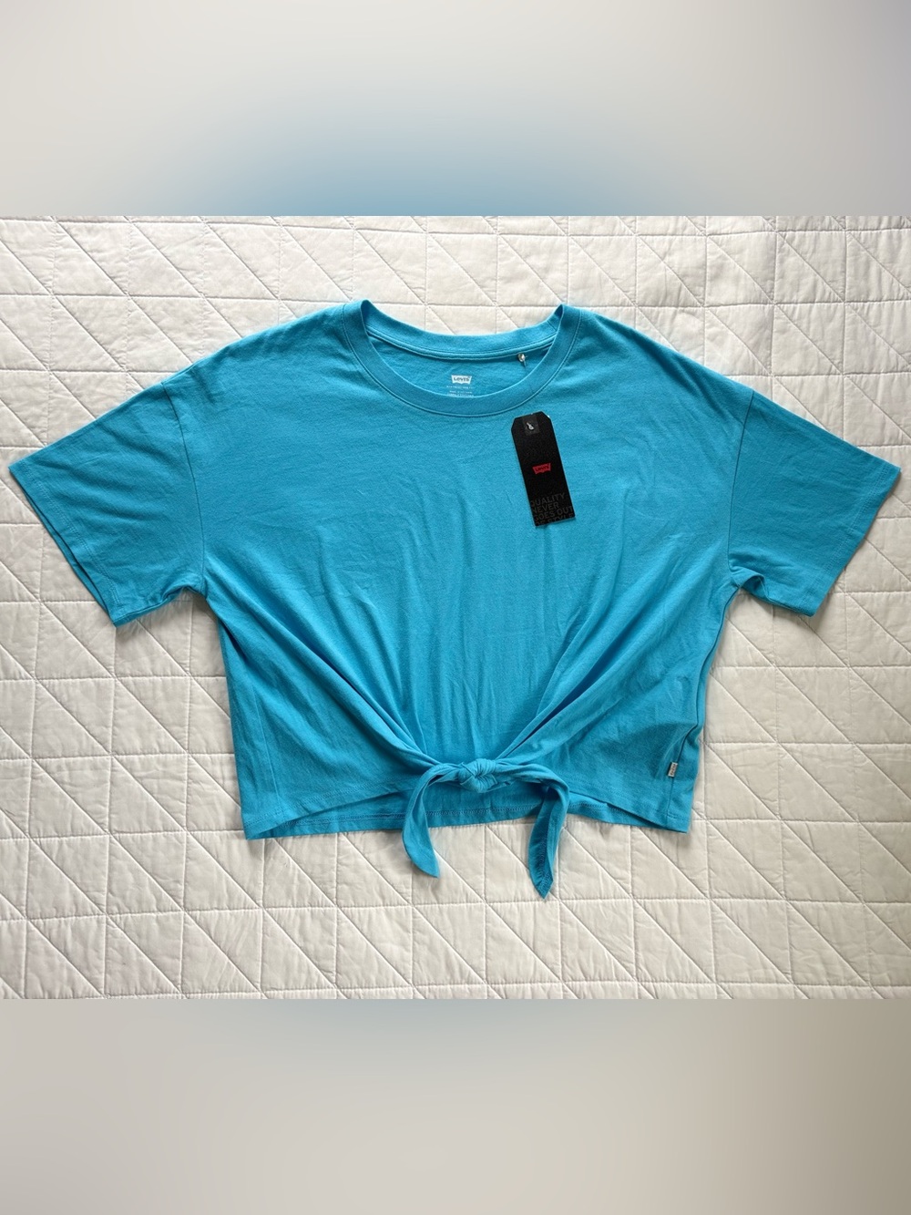 Levi’s Retro Blue Tie Front Crop Top - Women’s Size Large NWT